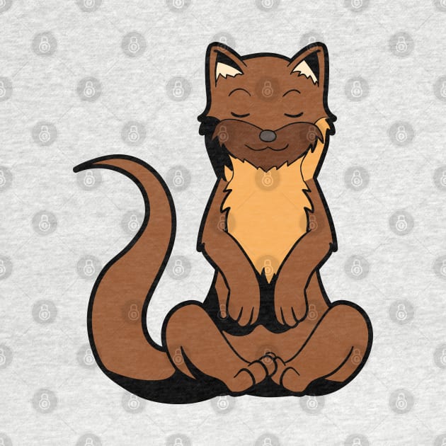 Cartoon ferret meditates with yoga by Modern Medieval Design